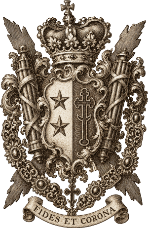 Armoiries de la maison de Valais-Reade, l’écu timbré d’une couronne ouverte.